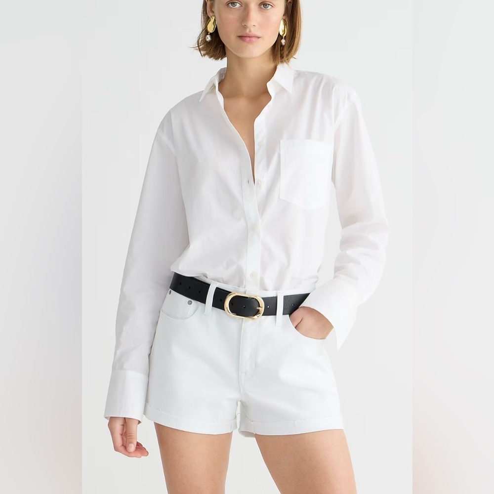 NWOT: J Crew Mid Rise White Denim Shorts, sz 25